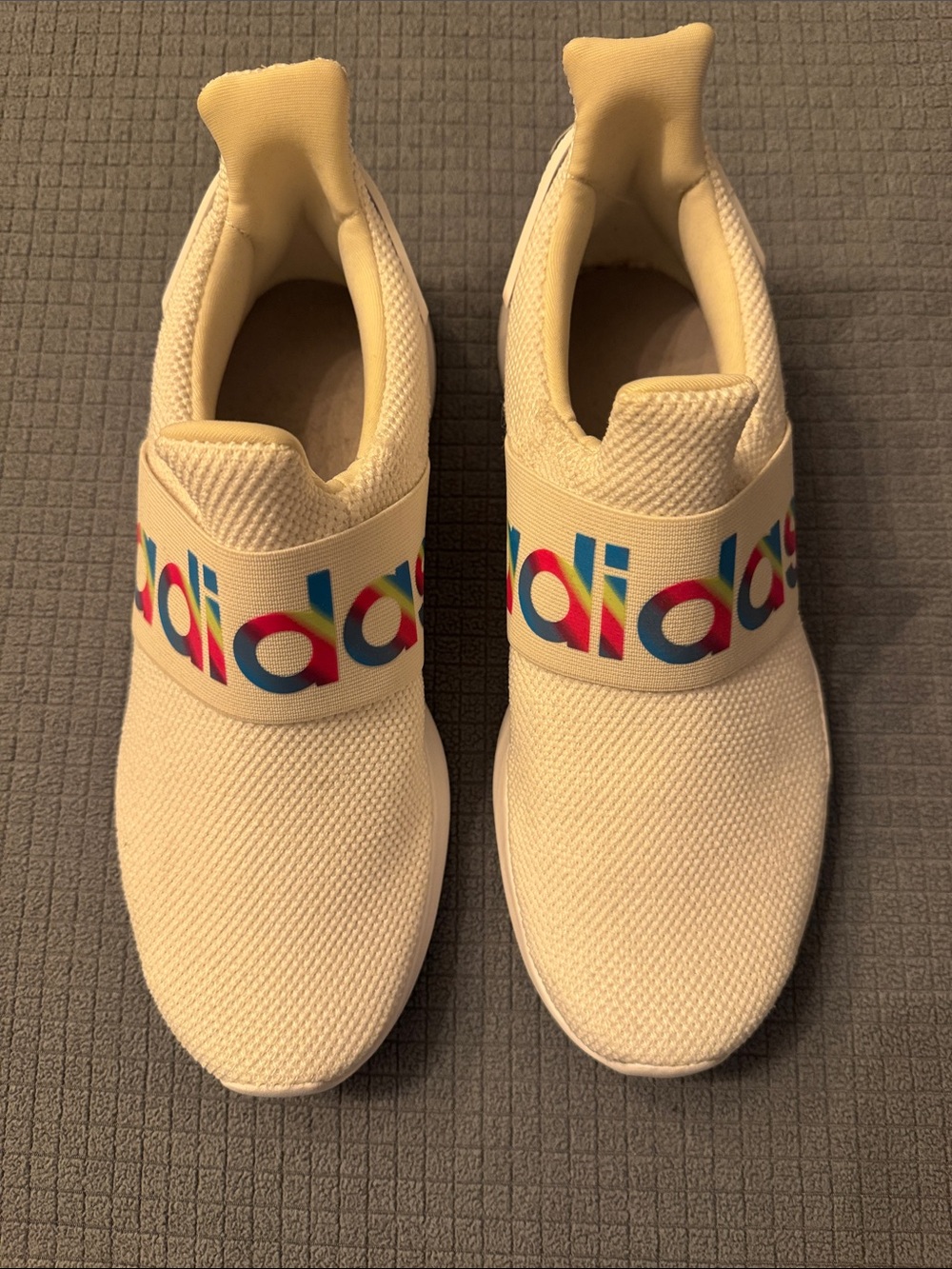 adidas Kids Slip-On Sneakers in white with Multicolor Logo